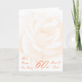 Cartão 60º aniversário do casamento Mãe e Pai Ivory Rosa
