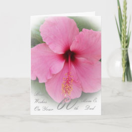 Cartão 60º Aniversário do Casamento Pink Hibiscus