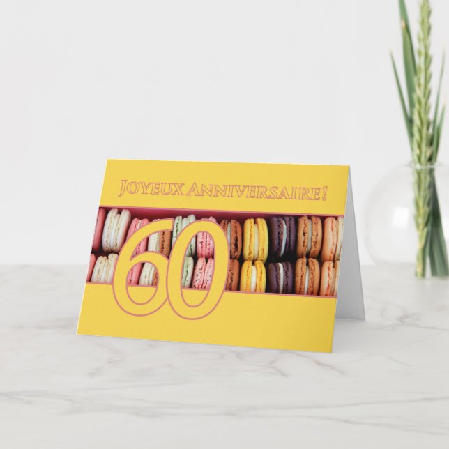 Cartão 60º aniversário francês Macaron-Joyeux Anniversair (Frente)