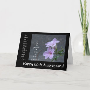 Cartão 60º Aniversário, verso floral e bíblia sobre amor
