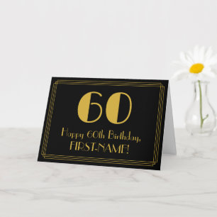 Cartão 60.º aniversário: Art Deco Inspirou "60" + Nome