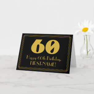 Cartão 60.º aniversário: Art Deco Inspirou "60" & Nome