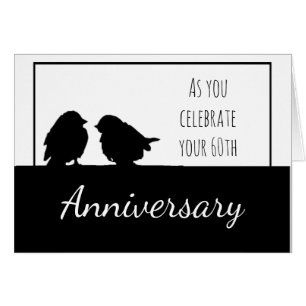 Cartão 60.º aniversário Casal Romântico de Aves Cutas