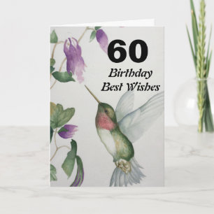 Cartão 60.º aniversário Deseja melhor 60 beija-flor Bonit
