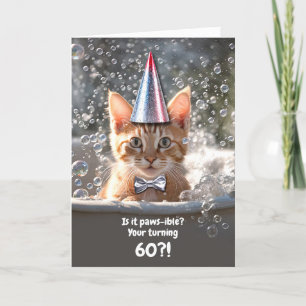 Cartão 60.º aniversário, Gatinho Engraçado e Gatinho Engr