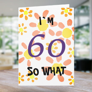 Cartão 60 E daí Divertido Aquarela Floral Aniversário de 