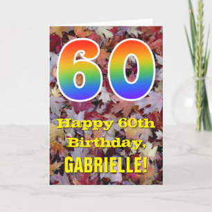 Cartão 60.o aniversário; Folhas de outono russas; Arco-