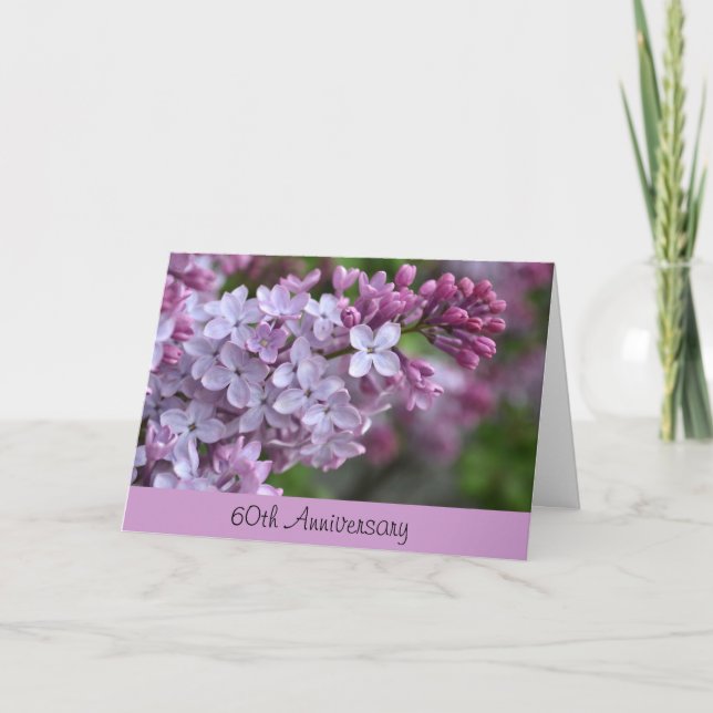 Cartão 60th Anniversary Greeting Card with Lilac Design (Frente)