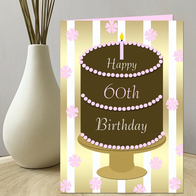 Cartão 60th Birthday Card Cake in Pink (Criador carregado)
