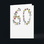 Cartão 60th birthday card, cocktails<br><div class="desc">These greeting cards are inspired by my day dreams. I hope some of them suit your friends and family!
All the cards are my own designs,  mostly prints of my hand illustrations using bold colours and humour. The range is modern,  made in the UK and professionally created.</div>