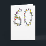Cartão 60th birthday card, cocktails<br><div class="desc">These greeting cards are inspired by my day dreams. I hope some of them suit your friends and family!
All the cards are my own designs, mostly prints of my hand illustrations using bold colours and humour. The range is modern, made in the UK and professionally created.</div>