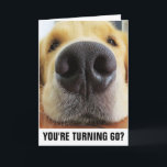 CARTÃO 60TH BIRTHDAY FUNNY DOG GREETING CARDS<br><div class="desc">YOU'RE TURNING 60? THAT'S RUFF. HAPPY BIRTHDAY ANYWAY!</div>