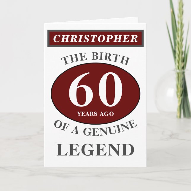 Cartão 60th Birthday Red Genuine Legend Add Your Name (Frente)