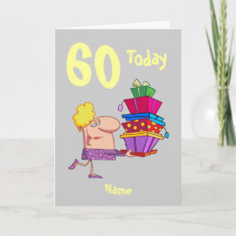 Cartão 60th sixty birthday cartoon personalized