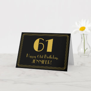 Cartão 61º Aniversário: Visual Inspirado em Art Deco "61"
