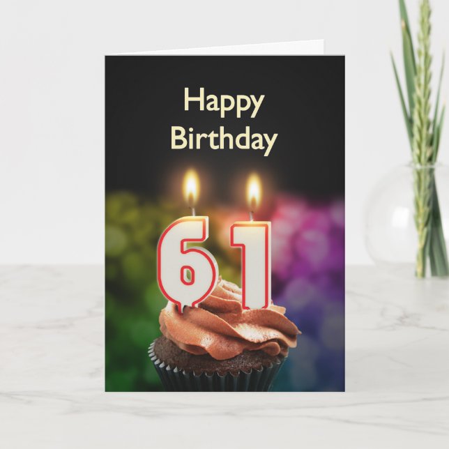 Cartão 61rua Aniversário com bolo e velas (Frente)