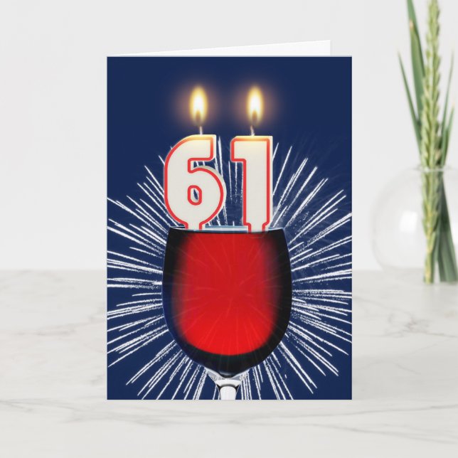 Cartão 61rua Aniversário com vinho e velas (Frente)