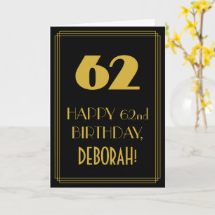 Cartão 62º Aniversário - Art Deco Inspirou o Aspecto "6