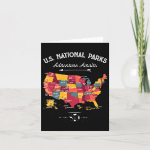 Cartão 62 National Parks Map Oferece-Nos Parque Vintage C