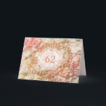 Cartão 62nd Birthday card for sister, pearls and petals<br><div class="desc">62nd birthday greetings for sister with pearls and petals. A beautiful way to wish your sister a happy birthday. Pink pearls lie an a bed of pink and white petals. A very feminine card for a woman. Celebrate a sister's birthday with petals and pearls. A really elegant card to give...</div>