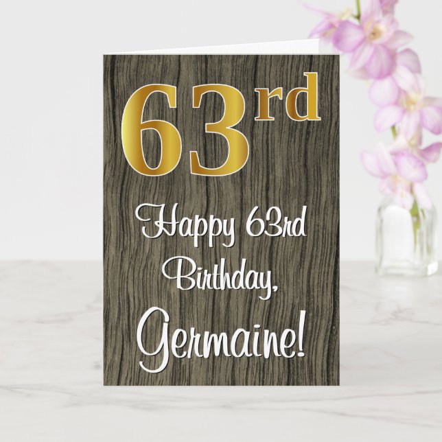 Cartão 63º aniversário: Elegante Faux Dourado Look #, Fau (Orquídea)