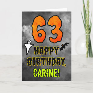 Cartão 63º aniversário: Tema de Eerie Halloween + Nome Pe
