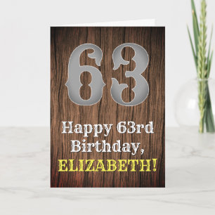 Cartão 63.o aniversário: Country Western Inspirou Olhar,