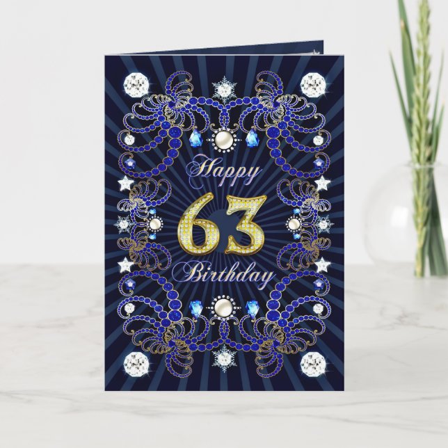 Cartão 63rd birthday card with masses of jewels (Frente)
