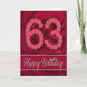 Cartão 63rd birthday card with roses and leaves
