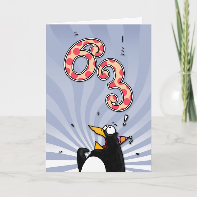 Cartão 63rd Birthday - Penguin Surprise Card (Frente)