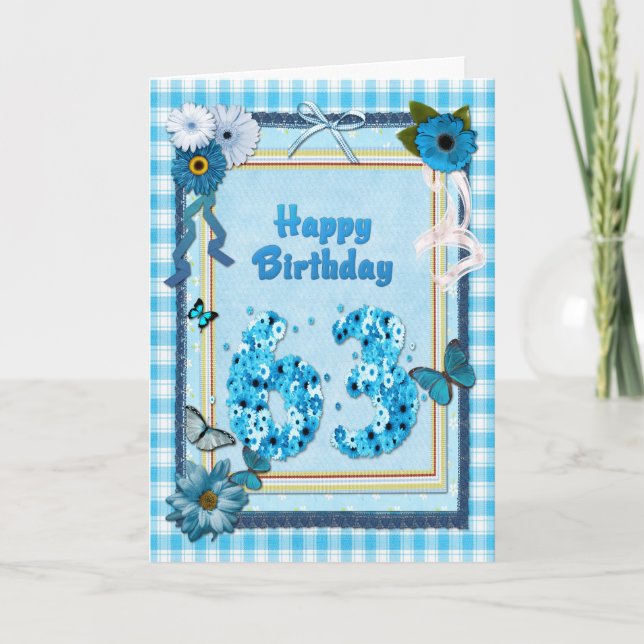 Cartão 63rd Birthday with a scrapbook effect (Frente)
