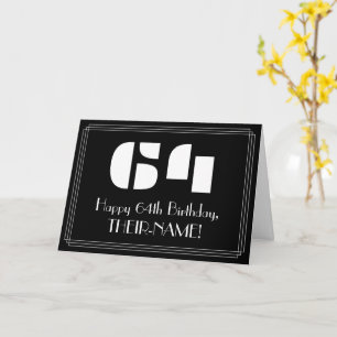 Cartão 64º Aniversário: Visual Inspirado em Art Déco "64"