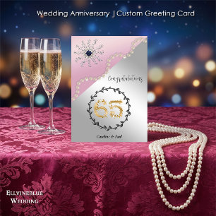 Cartão 65º Aniversário de Casamento Chique Safiras e Pé