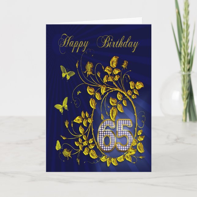 Cartão 65.º Borboletas do ouro de aniversário (Frente)