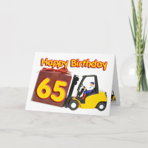 Cartão 65 birthday card with a fork lift truck