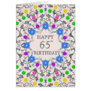 Cartão 65th Birthday Abstract Flowers