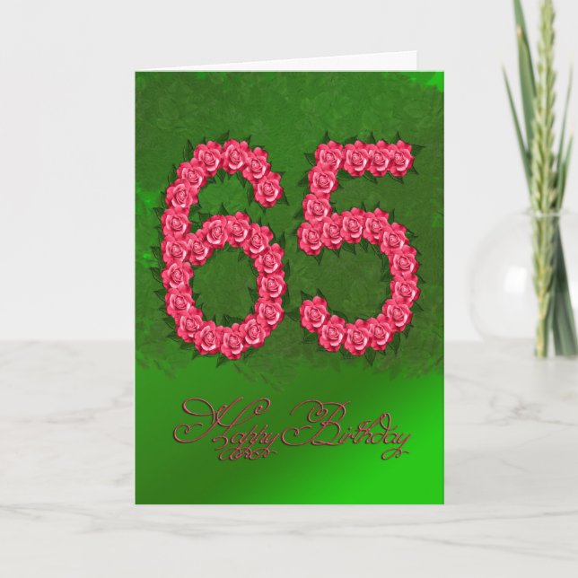Cartão 65th birthday card with roses and leaves (Frente)