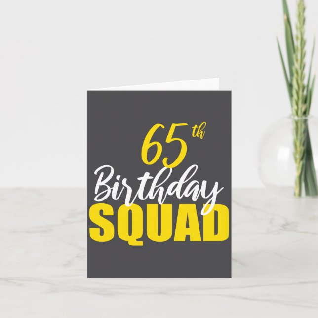 Cartão 65th Happy Birthday Squad Party Bday Family Group  (Frente)