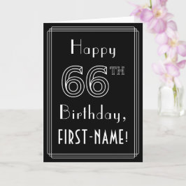 Cartão 66.º aniversário: Estilo Art Deco nº 66 e Nome Per