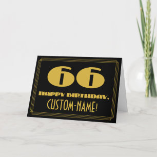 Cartão 66.º aniversário: Nome + Art Deco Inspiraram "66"