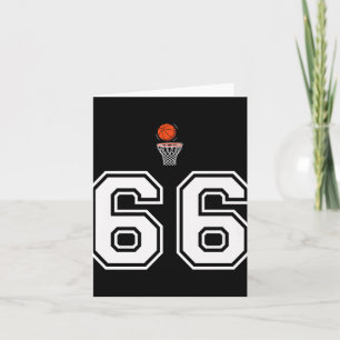 Cartão 66 Número Basquete Estilo Vintage Branco Premium 