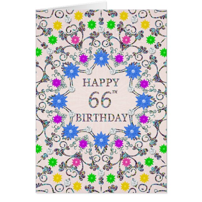 Cartão 66th Birthday Abstract Flowers  (Frente)