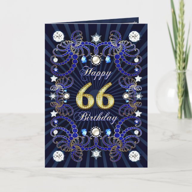 Cartão 66th birthday card with masses of jewels (Frente)