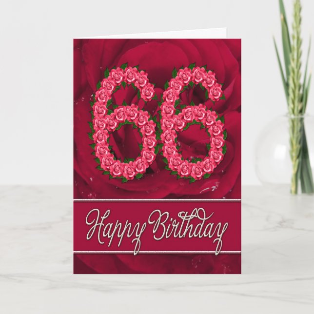 Cartão 66th birthday card with roses and leaves (Frente)