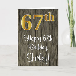 Cartão 67.º aniversário: Elegante Faux Dourado Look #, Fa