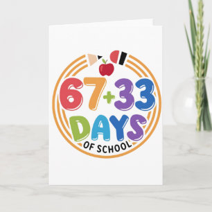 Cartão 67 + 33 Dias de Escola Diversão Colorida Sala de A