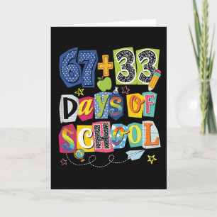 Cartão 67 + 33 Dias de Escola Sala de Aula Colorida