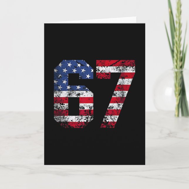 Cartão 67 American Flag Meme Funny Six Seven Gen Alpha Sl (Frente)
