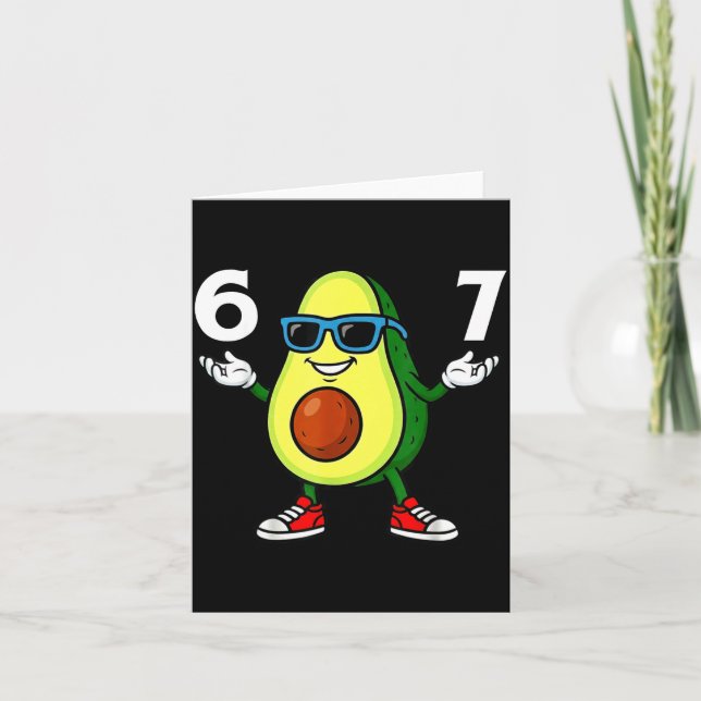 Cartão 67 Avocado 6 7 Funny Cool Six Seven Meme Cartoon B (Frente)
