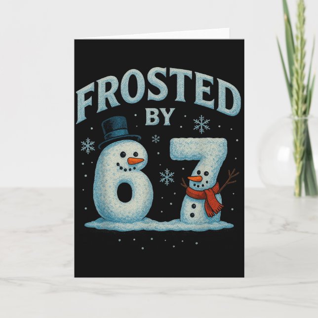 Cartão 67 Boneco de Neve de Natal 6 7 Meme da Internet Na (Frente)